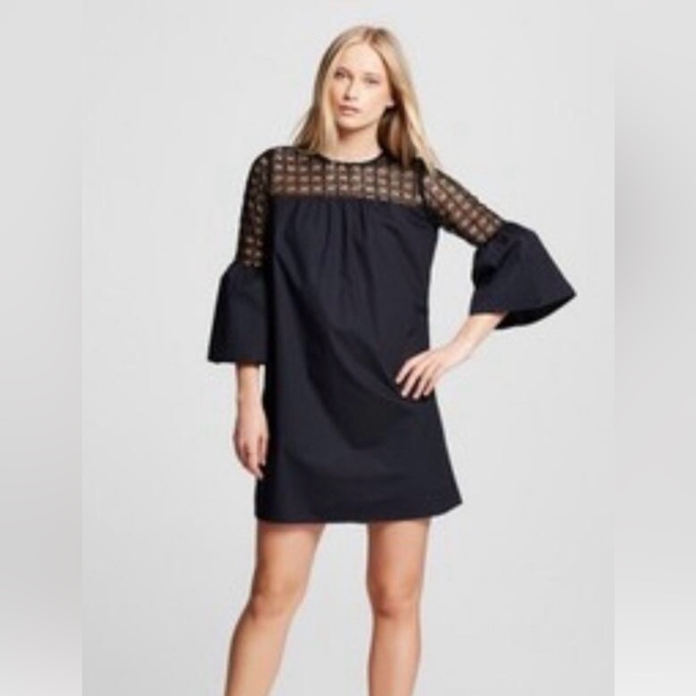 Who What Wear Black Lace Long Sleeve Dress